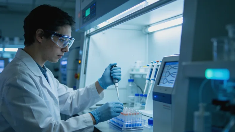 医生与患者共同查看基因检测报告示意图