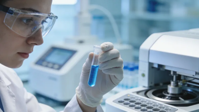 女性进行乳腺磁共振（MRI）检查示意图