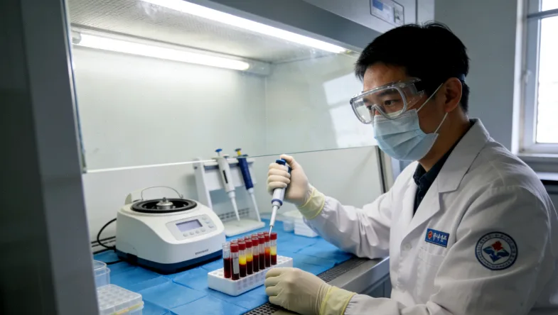 生物信息分析师在电脑前进行数据可视化分析