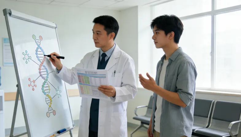医生与患者共同查看NGS报告的场景