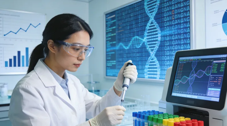 医生与患者共同查看基因检测报告