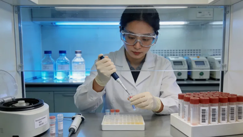 医生手持NGS血液检测专用采血管示意图