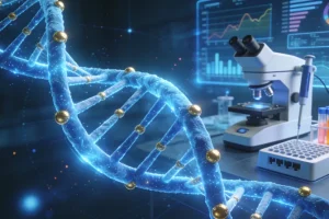 病理医生在显微镜下观察组织切片