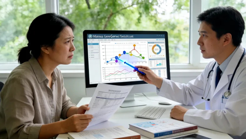 医生与患者共同查看基因检测报告场景