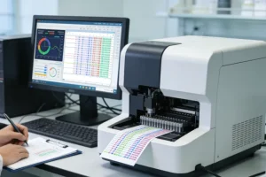 医生与患者共同查看基因检测报告