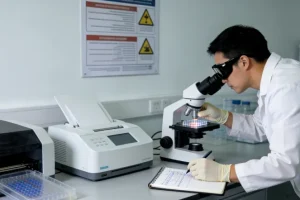 医生向患者解释基因检测报告的场景