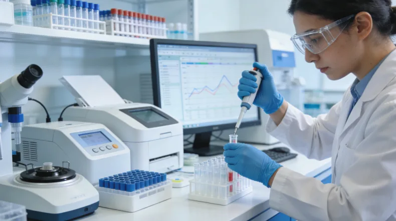 病理科医生在显微镜下判读PD-L1染色切片