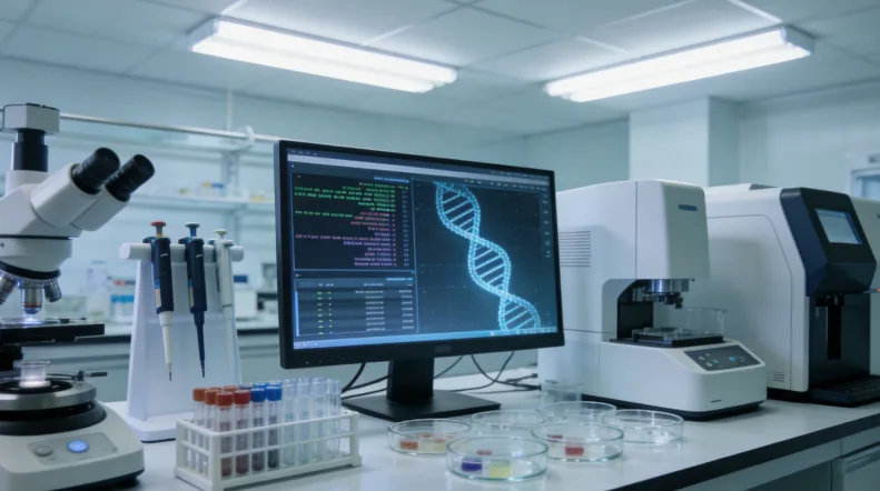 医生与患者共同查看ctDNA检测报告示意图