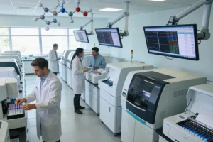 医生与患者共同查看基因检测报告