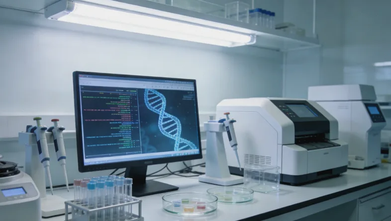 实验室人员正在进行血液样本离心处理