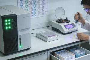 医生与患者共同查看ctDNA检测报告示意图