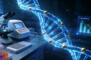 病理医生在显微镜下观察组织切片