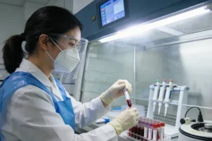 医生与患者共同查看基因检测报告示意图