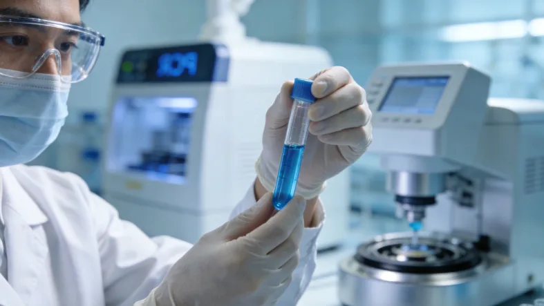 病理科医生在显微镜下观察肿瘤切片